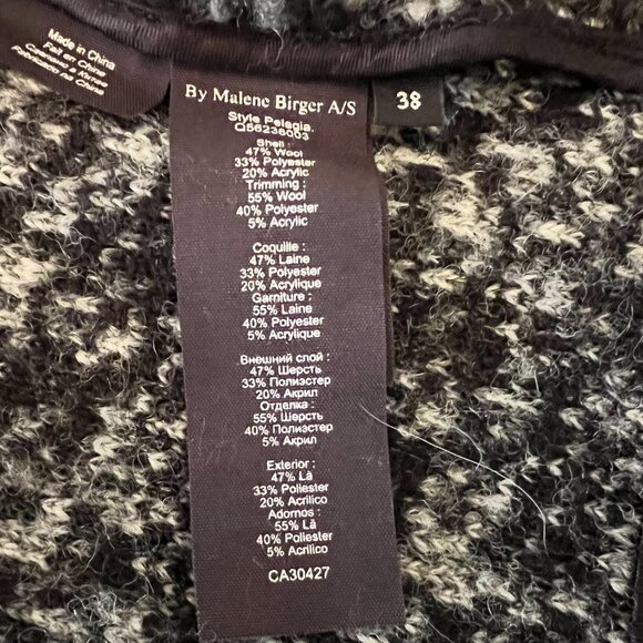 Malene Birger Long Sleeve Black/Gray Pelagia Wool Blend Boucle Open Jacket-Sz 38 - Picture 4 of 6